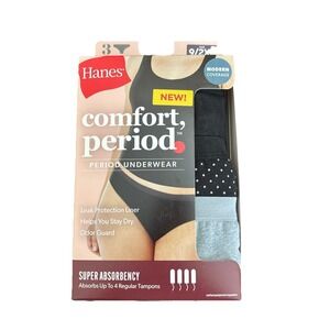 Hanes Womens Period Bikini Underwear Panties 3-Pack Super Leak Protection ~ 2XL